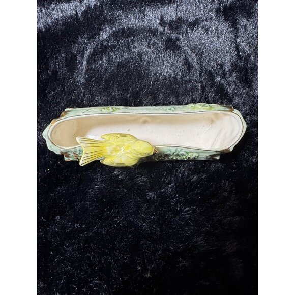 Vintage Ucagco Yellow Bird Planter With Yellow Bird & Tree Log Design - Picture 4 of 7